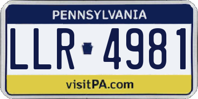 PA license plate LLR4981