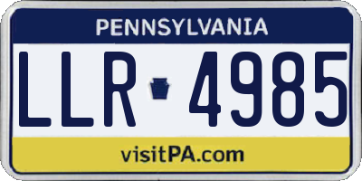 PA license plate LLR4985