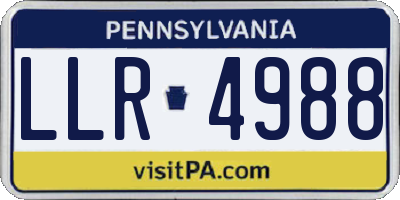 PA license plate LLR4988
