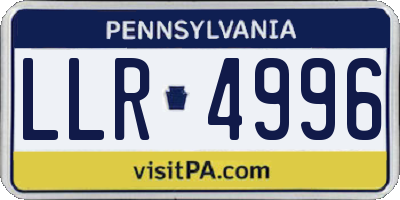 PA license plate LLR4996