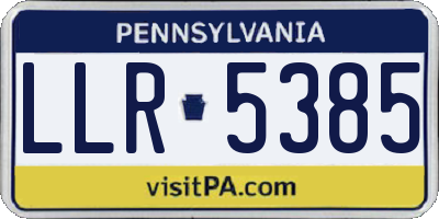 PA license plate LLR5385