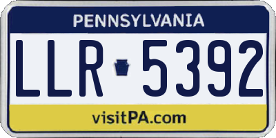 PA license plate LLR5392