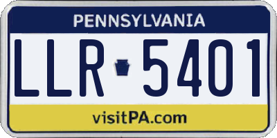 PA license plate LLR5401