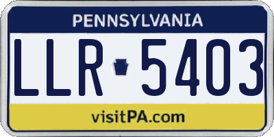 PA license plate LLR5403