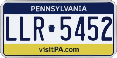 PA license plate LLR5452