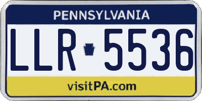 PA license plate LLR5536