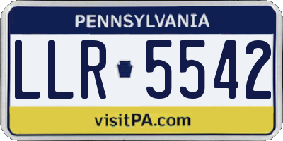 PA license plate LLR5542