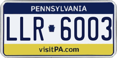 PA license plate LLR6003