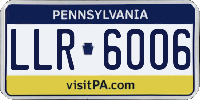 PA license plate LLR6006