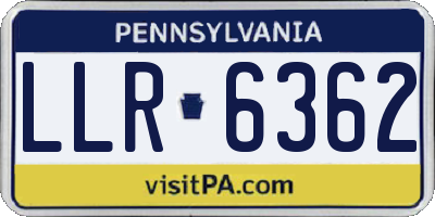 PA license plate LLR6362