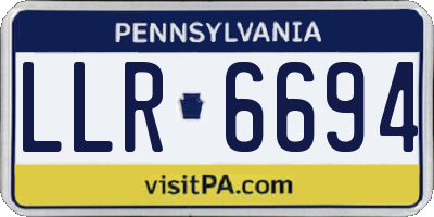 PA license plate LLR6694