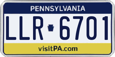PA license plate LLR6701