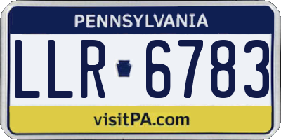 PA license plate LLR6783