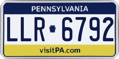 PA license plate LLR6792