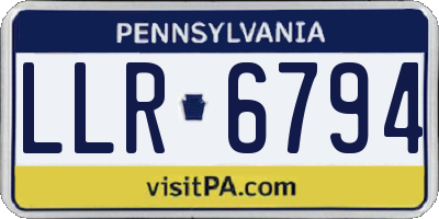 PA license plate LLR6794
