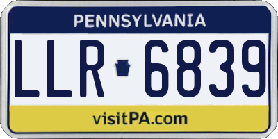 PA license plate LLR6839