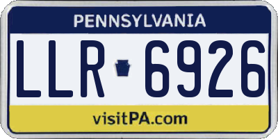 PA license plate LLR6926