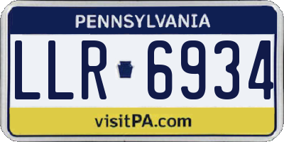 PA license plate LLR6934