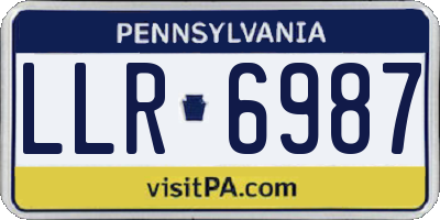 PA license plate LLR6987