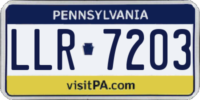 PA license plate LLR7203