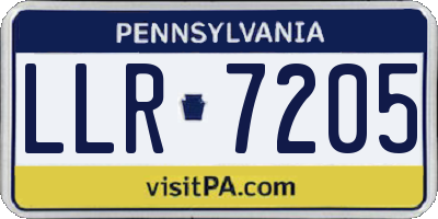 PA license plate LLR7205
