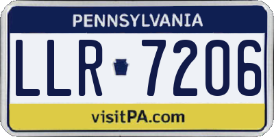 PA license plate LLR7206