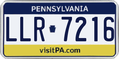 PA license plate LLR7216