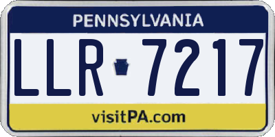 PA license plate LLR7217