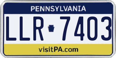 PA license plate LLR7403