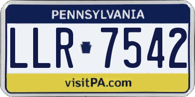PA license plate LLR7542