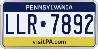 PA license plate LLR7892
