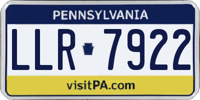 PA license plate LLR7922