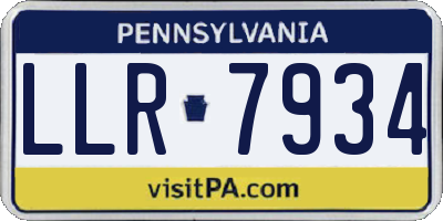 PA license plate LLR7934