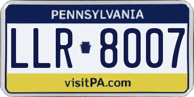 PA license plate LLR8007