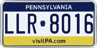 PA license plate LLR8016