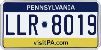 PA license plate LLR8019