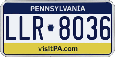 PA license plate LLR8036