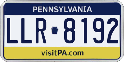 PA license plate LLR8192