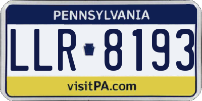 PA license plate LLR8193