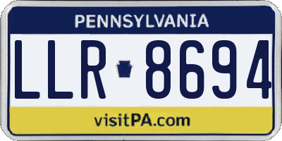 PA license plate LLR8694