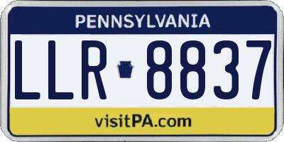 PA license plate LLR8837