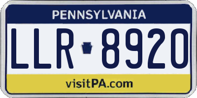 PA license plate LLR8920