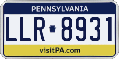 PA license plate LLR8931