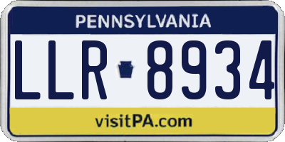 PA license plate LLR8934