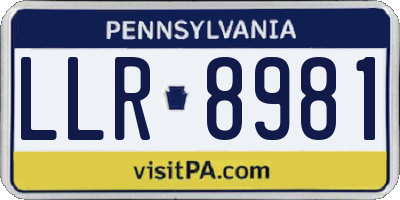 PA license plate LLR8981
