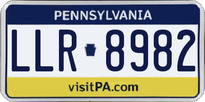 PA license plate LLR8982