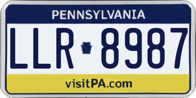 PA license plate LLR8987