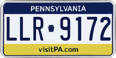 PA license plate LLR9172