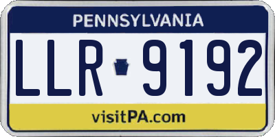 PA license plate LLR9192