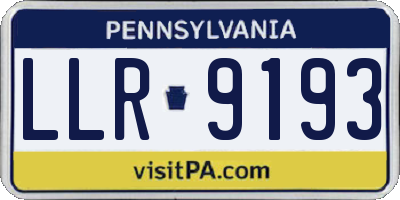 PA license plate LLR9193